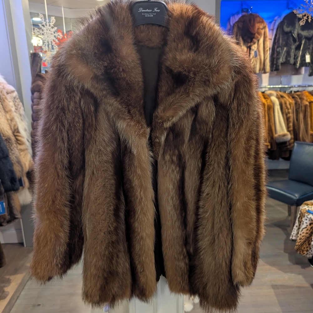 Luxurious Golden Raccoon Brown Fur Coat